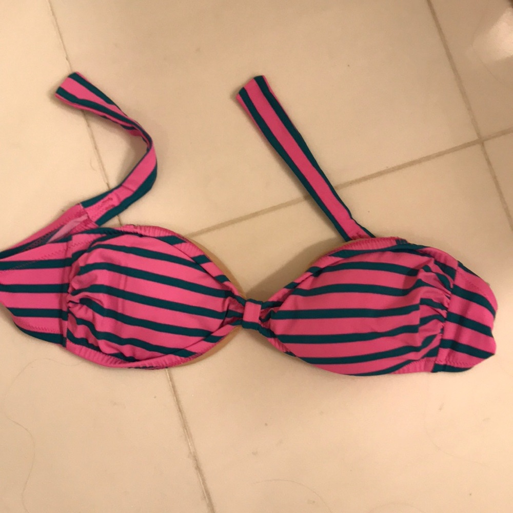 Jcrew striped bandeau bikini top